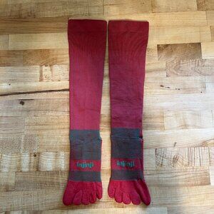 Women's Small 5-8.5 Injinji Compression Over The Calf Long Toe socks Pink